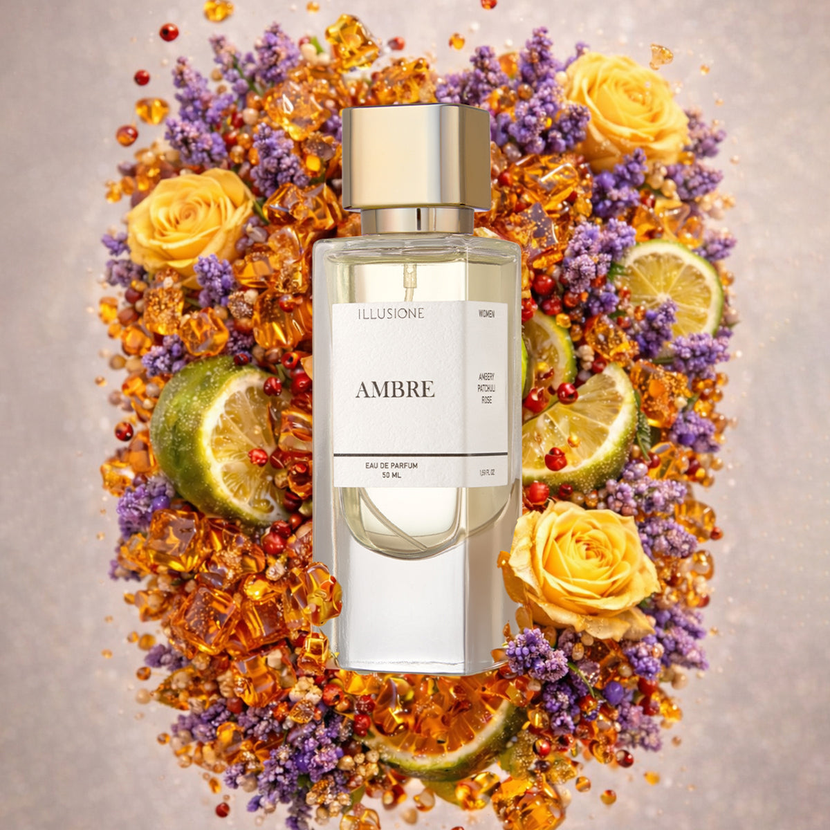 Ambre Edp Kadın Parfüm 50ml | Amber - Paçuli - Gül | Bergamot, Sedir, Karanfil, Vetiver