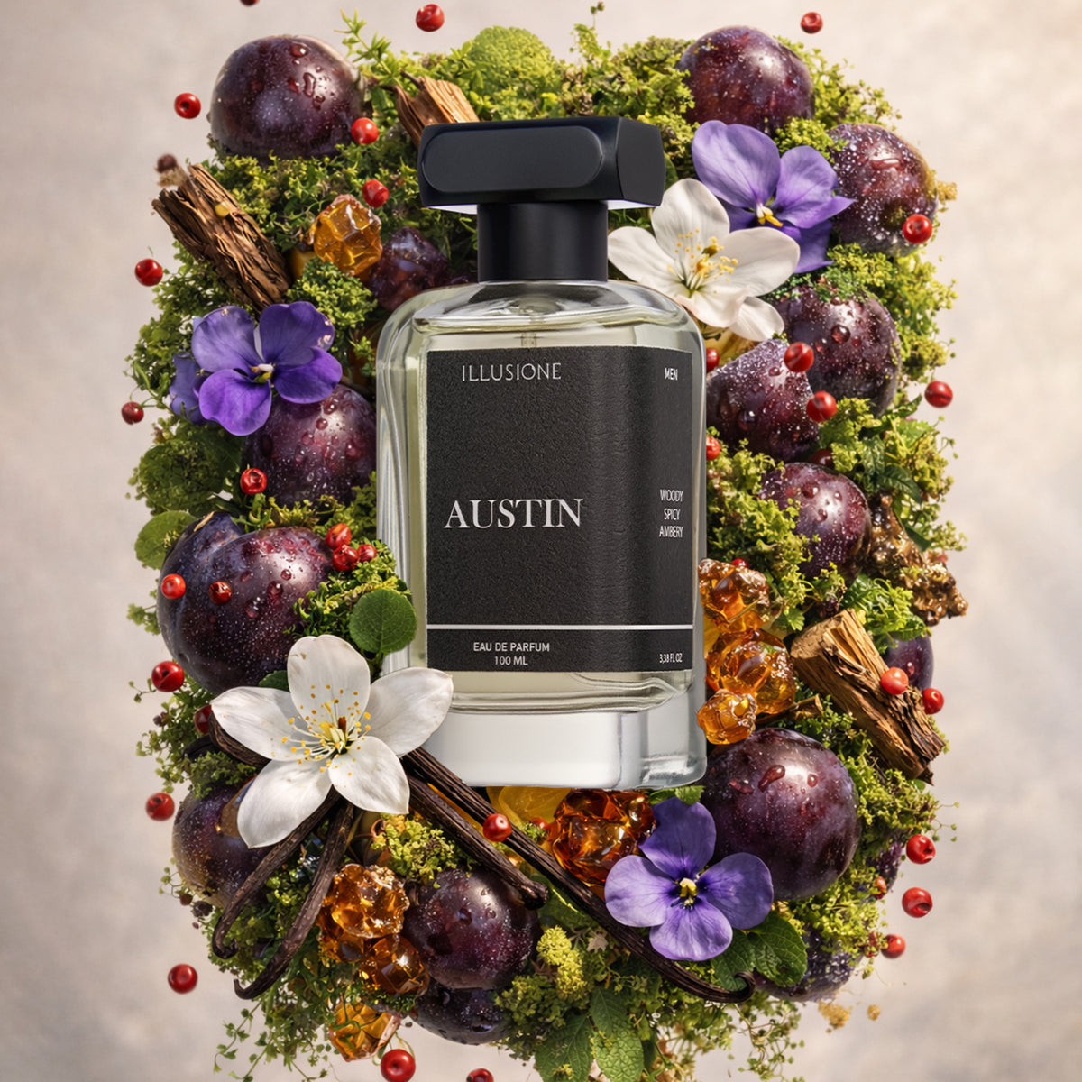 Austin Edp Erkek Parfüm 100ml | Odunsu - Baharatlı - Amber | Erik, Sedir, Paçuli, Misk