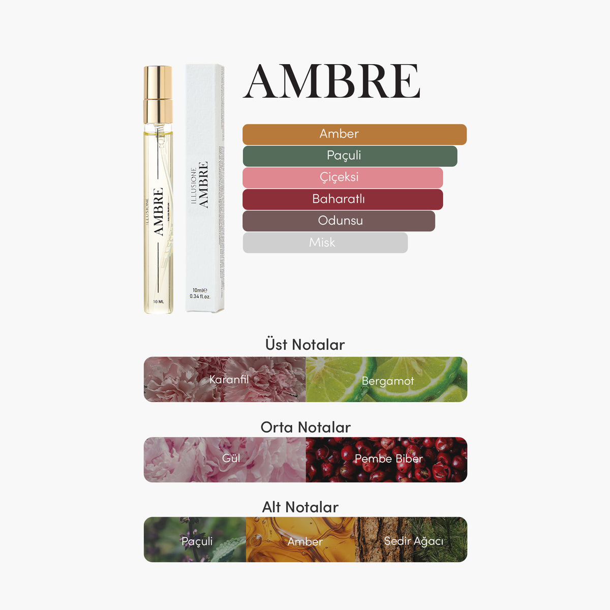 Ambre EDP Kadın Parfüm 10ml | Seyahat Boy | Amber - Paçuli - Gül