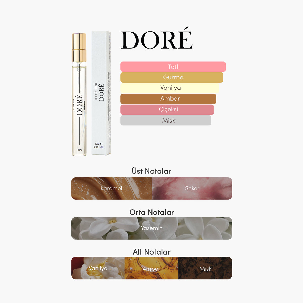 Doré EDP Kadın Parfüm 10ml | Seyahat Boy | Tatlı - Gurme - Çiçeksi