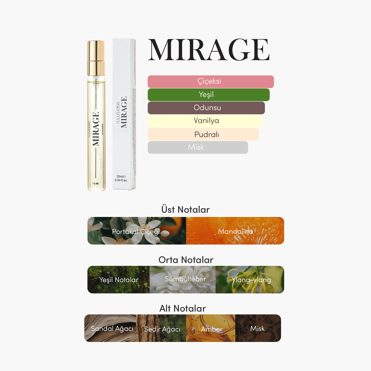 Mirage EDP Kadın Parfüm 10ml | Seyahat Boy | Çiçeksi - Odunsu - Kremsi