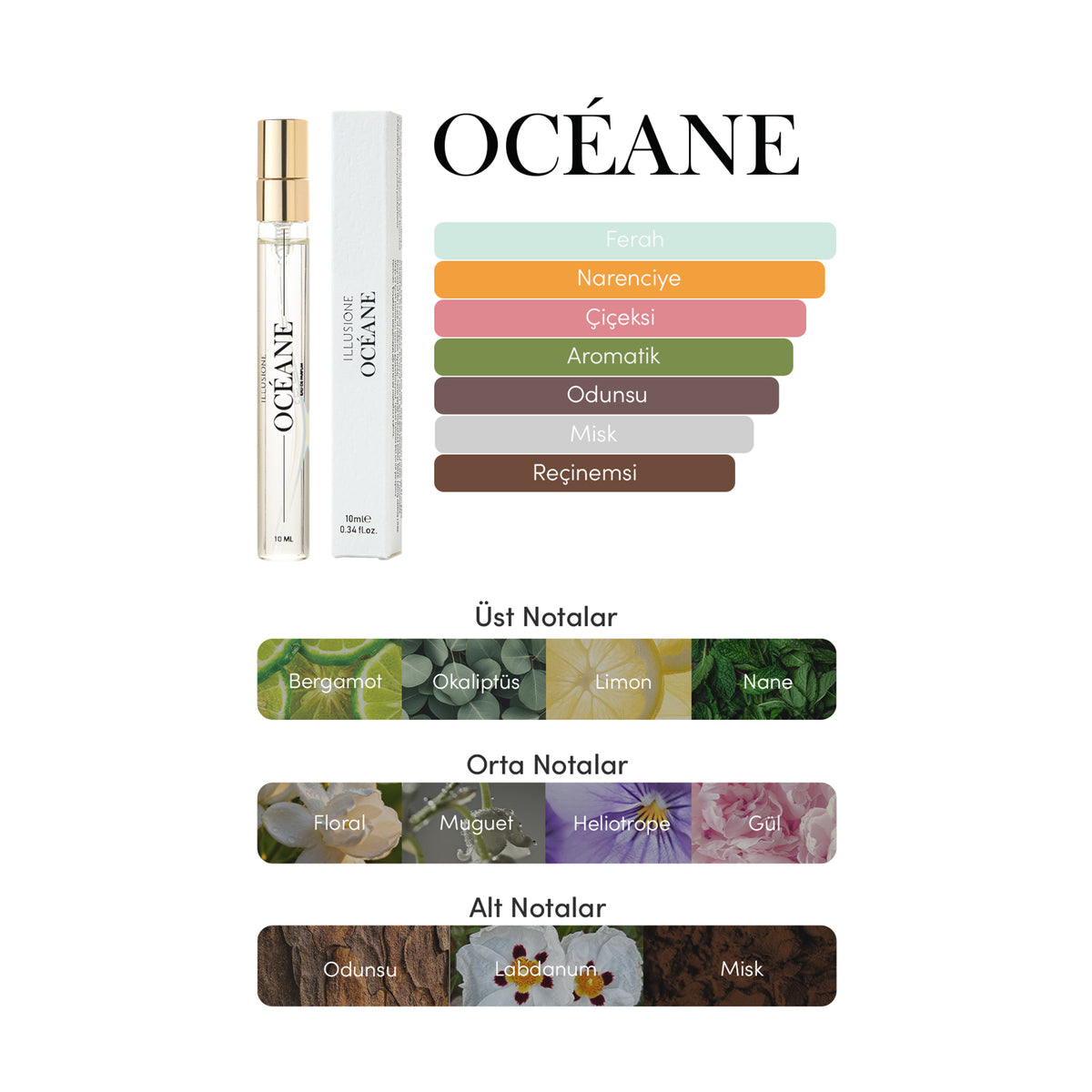Océane EDP Erkek Parfüm 10ml | Seyahat Boy | Ferah - Deniz - Narenciye