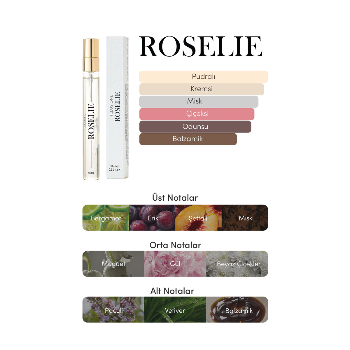 Roselie EDP Kadın Parfüm 10ml | Seyahat Boy | Kremsi - Misk - Pudramsı