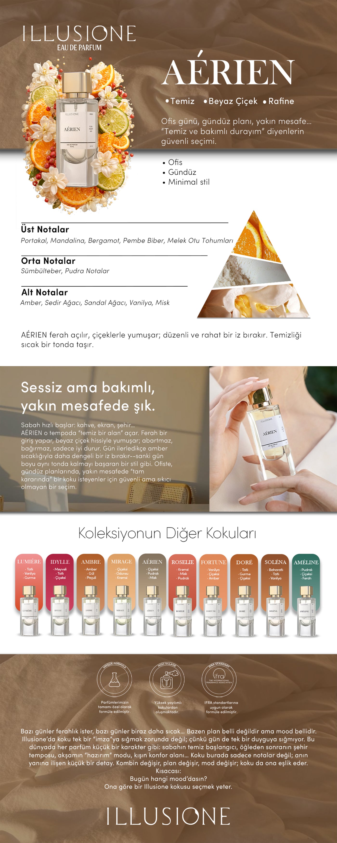 Aérien Edp Kadın Parfüm 50ml | Çiçeksi-Pudralı-Misk | Melek Otu, Sümbülteber, Amber, Vanilya