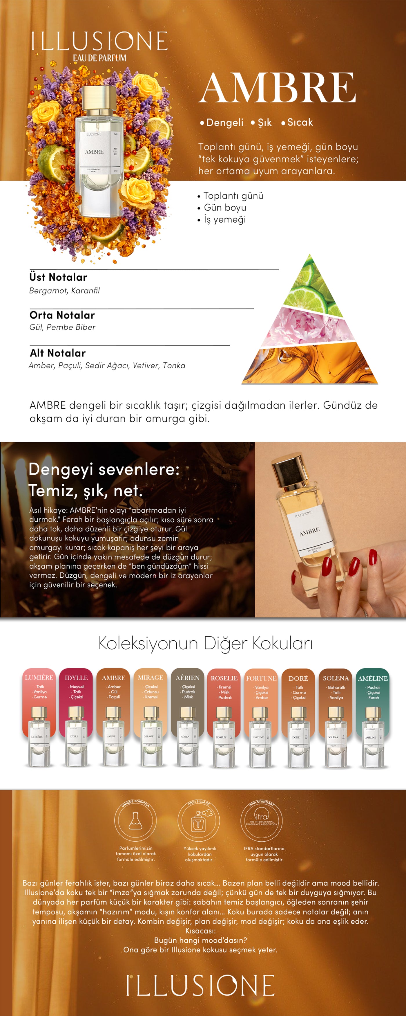 Ambre Edp Kadın Parfüm 50ml | Amber - Paçuli - Gül | Bergamot, Sedir, Karanfil, Vetiver