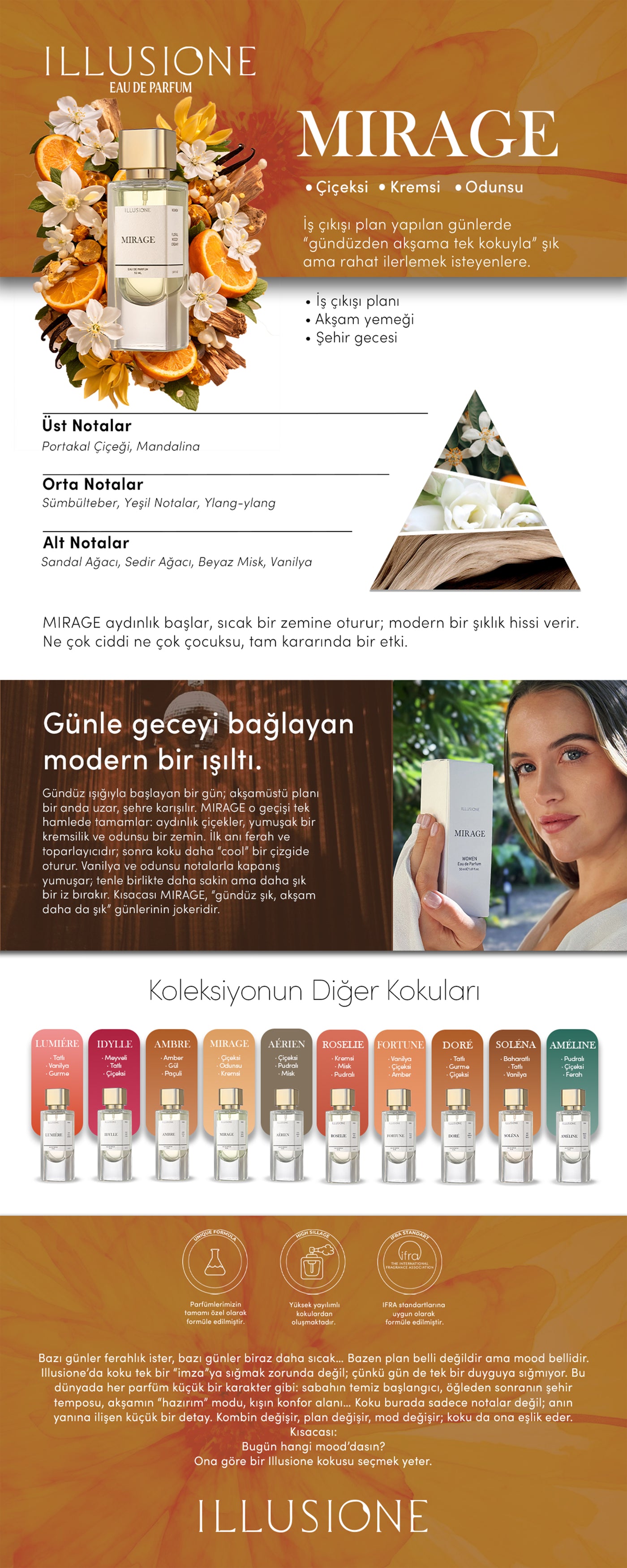 Mirage Edp Kadın Parfüm 50ml | Çiçeksi-Odunsu-Kremsi | Portakal Çiçeği, Sümbülteber, Vanilya, Misk