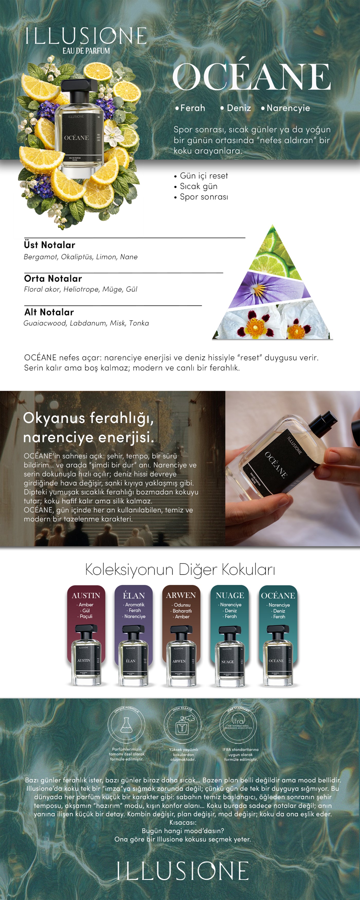 Océane EDP Erkek Parfüm 100ml | Ferah-Deniz-Narenciye | Aromatik, Limon, Gül
